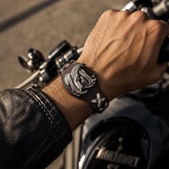 Freedom & Faith Genuine Leather Biker Bracelet | Secure Checkout | Tracked Shipping | 7-Day Easy Returns - Image 4