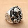 Gothic Ride Free Skull Piston Stainless Steel Ring | Heavy Metal Biker Band | Secure Checkout | Tracked Shipping | 7-Day Easy Returns
