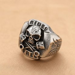 Gothic Ride Free Skull Piston Stainless Steel Ring | Heavy Metal Biker Band | Secure Checkout | Tracked Shipping | 7-Day Easy Returns - Image 3