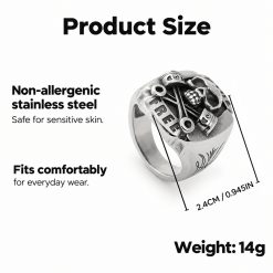 Gothic Ride Free Skull Piston Stainless Steel Ring | Heavy Metal Biker Band | Secure Checkout | Tracked Shipping | 7-Day Easy Returns - Image 4