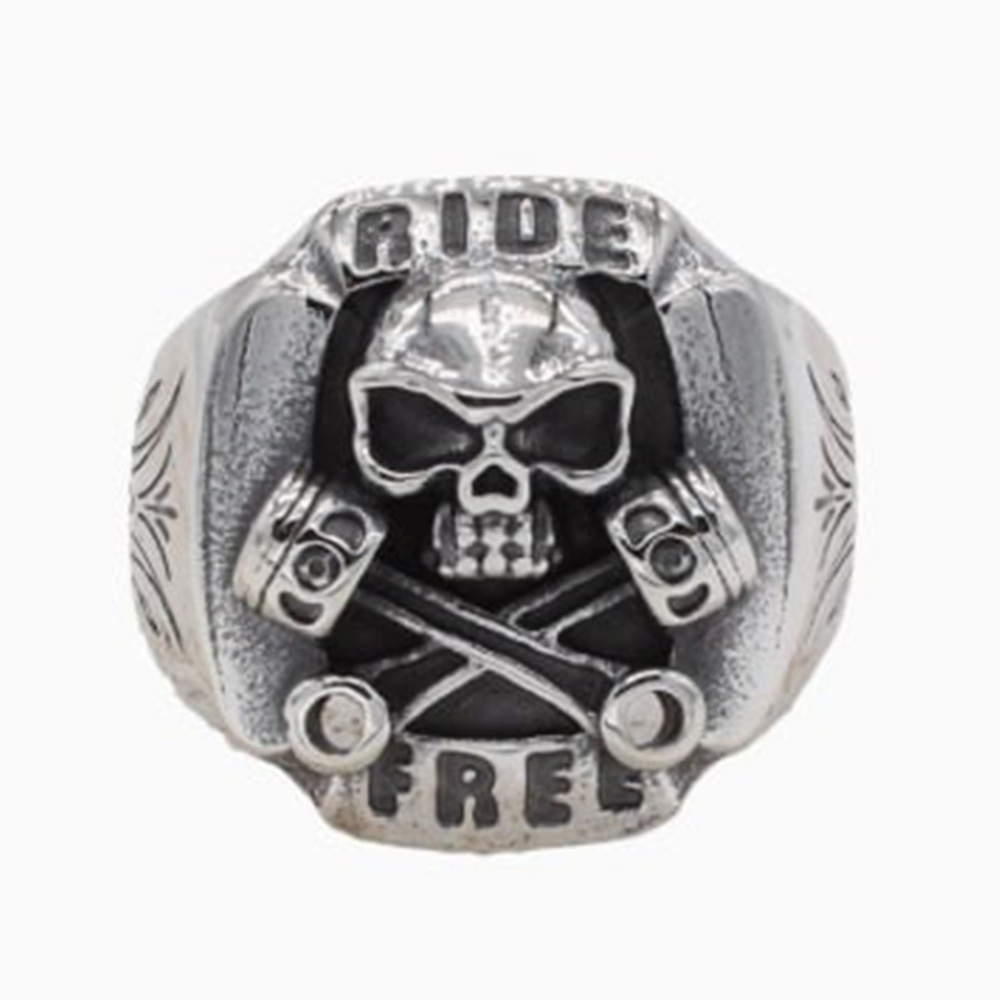 Gothic Ride Free Skull Piston Stainless Steel Ring | Heavy Metal Biker Band | Secure Checkout | Tracked Shipping | 7-Day Easy Returns - Image 2