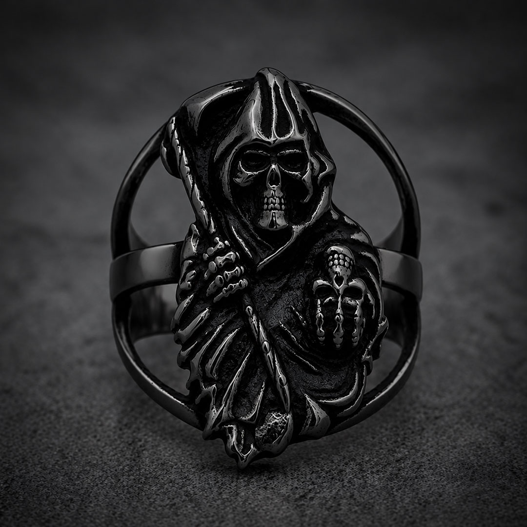Sons of Anarchy Grim Reaper Stainless Steel Ring | Biker Reaper Scythe Band | Secure Checkout | Tracked Shipping | 7-Day Easy Returns - Image 2