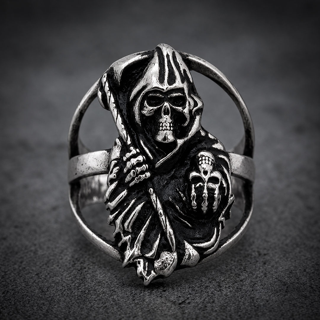 Sons of Anarchy Grim Reaper Stainless Steel Ring | Biker Reaper Scythe Band | Secure Checkout | Tracked Shipping | 7-Day Easy Returns - Image 3