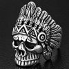 Gothic Native American Chief Skull Stainless Steel Ring | Heavy Metal Biker Band | Secure Checkout | Tracked Shipping | 7-Day Easy Returns
